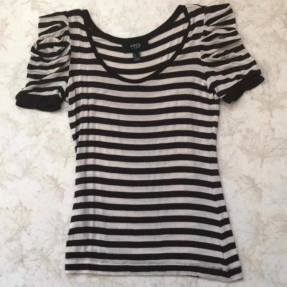 MNG by Mango brown & cream top cute sleeve…